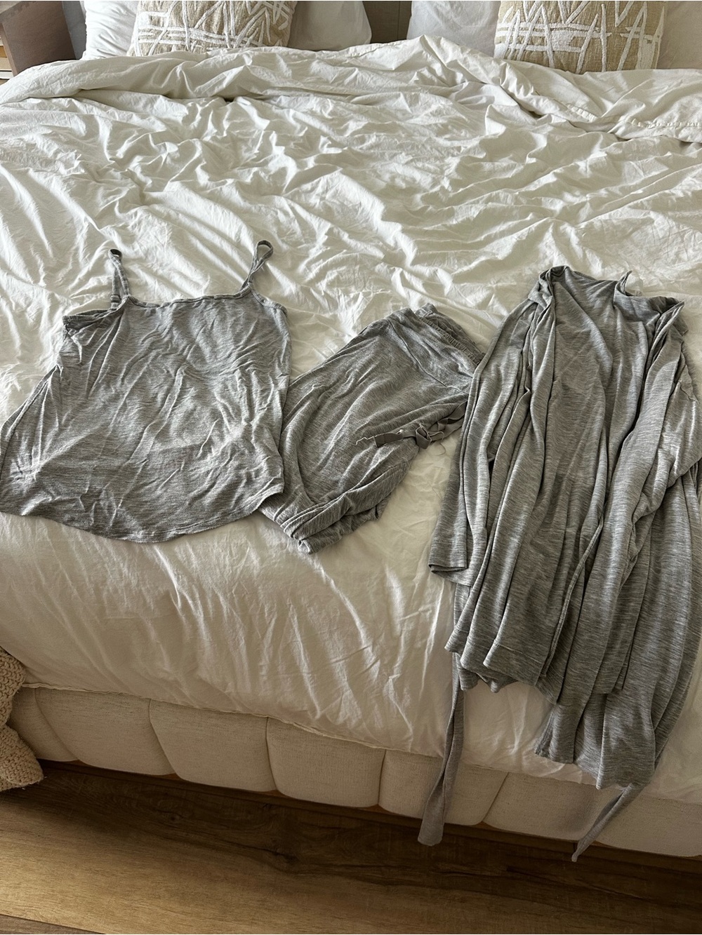 GAP Maternity Gray Pajama Set with Tank Top, Pants and Robe